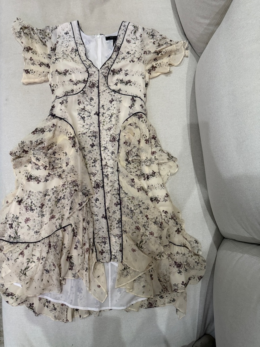 BCBGMaxAzria Cream Dress with Black Trim
